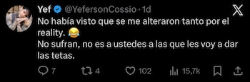 Yeferson Cossio respondió a las
