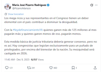 María José Pizarro reaccionó al