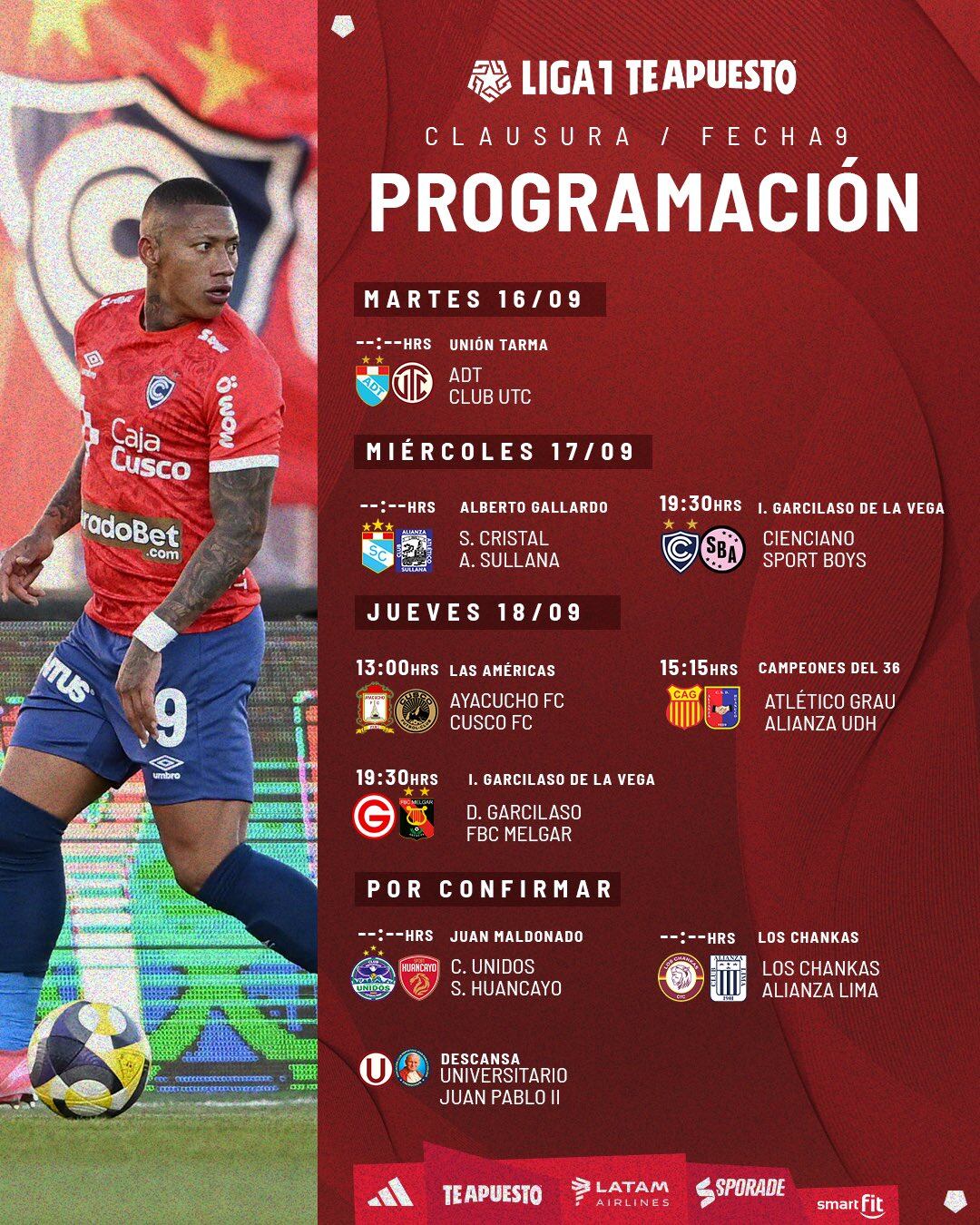 Programación de la fecha 9 del Torneo Clausura de la Liga 1 2025. - créditos: Liga 1