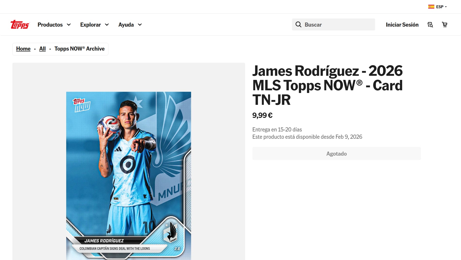 El fenómeno de James Rodríguez tras dos semanas de su anuncio, es evidente al ser agotadas las cartas de la estrella de la selección Colombia - crédito Topps