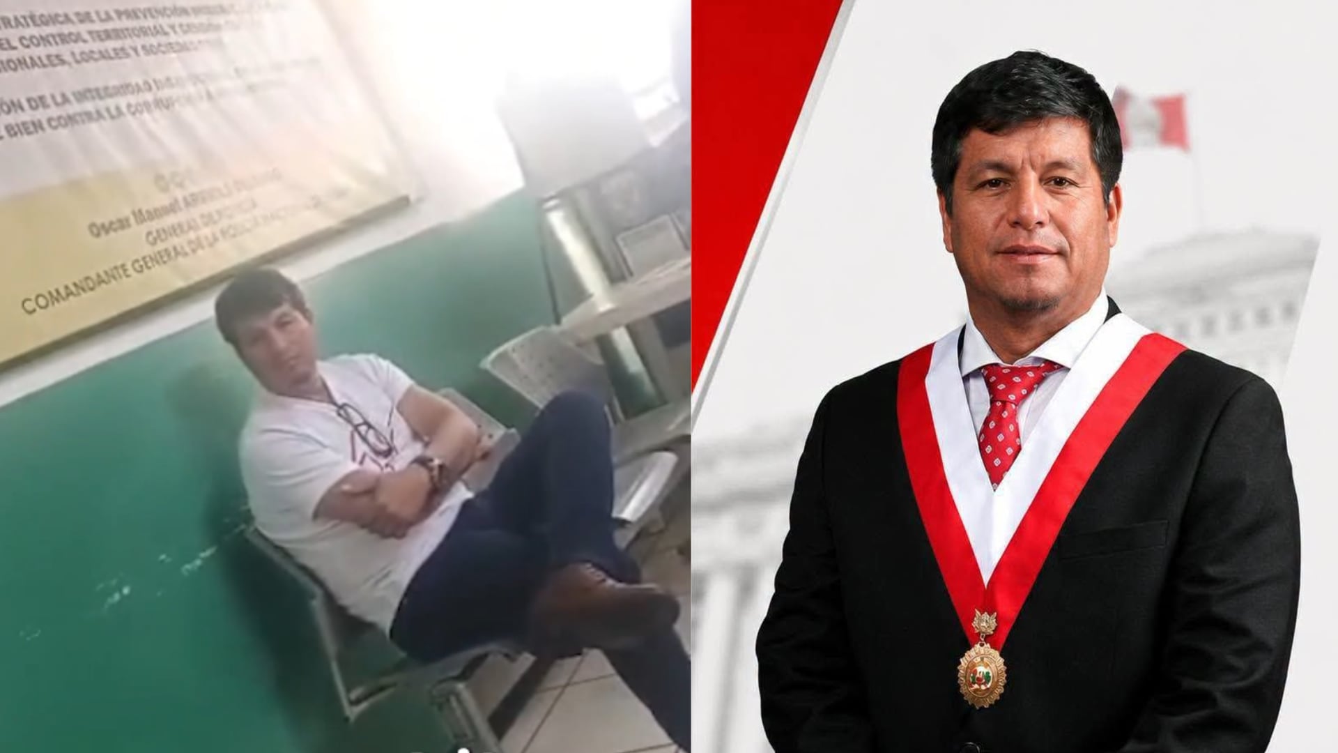 Julián Pérez Mallqui permanece intervenido en una comisaría de San Miguel tras una denuncia de presunta agresión presentada por su expareja. Composición: Infobae
