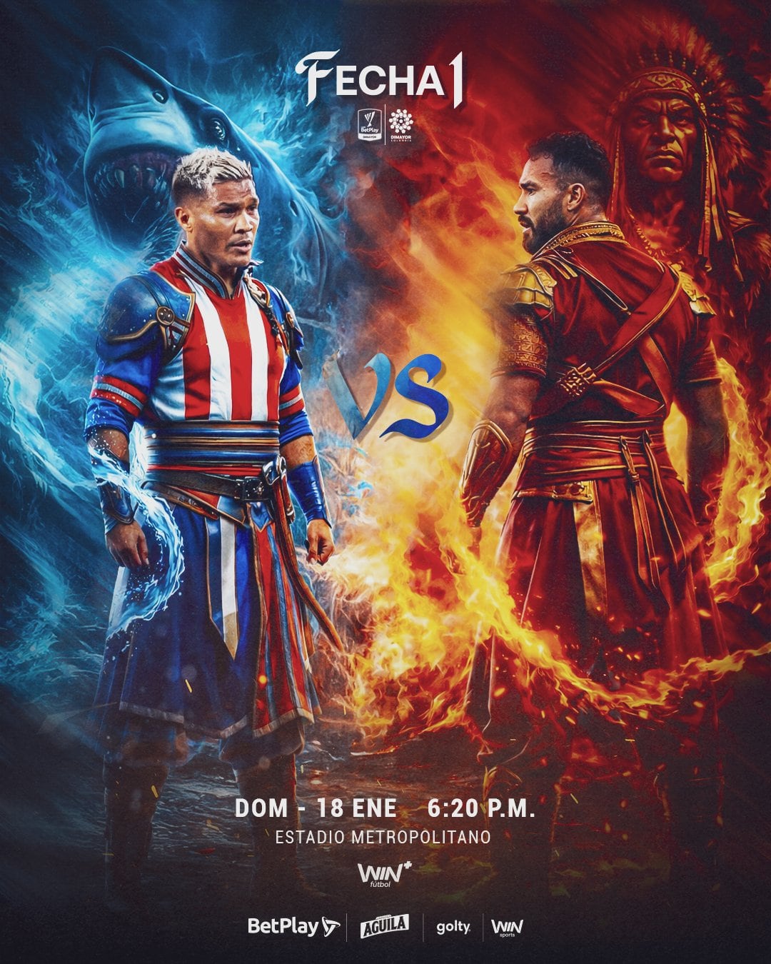 Afiche del partido Junior vs. Tolima en la Fecha 1 de la Liga BetPlay - crédito Dimayor