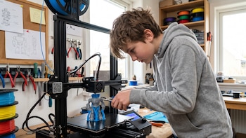 Un adolescente construye con una impresora 3D una silla de ruedas para un bebé de 21 meses