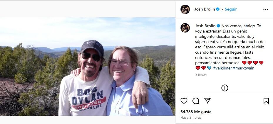 Figuras del cine como Josh Brolin y Michael Mann rindieron homenaje a la memoria de Val Kilmer