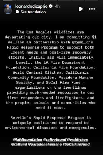 La donación de Leonardo DiCaprio