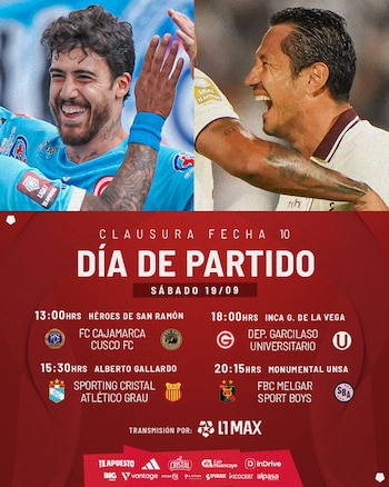 Programación del sábado 19 de septiembre por la fecha 10 del Torneo Clausura 2026
