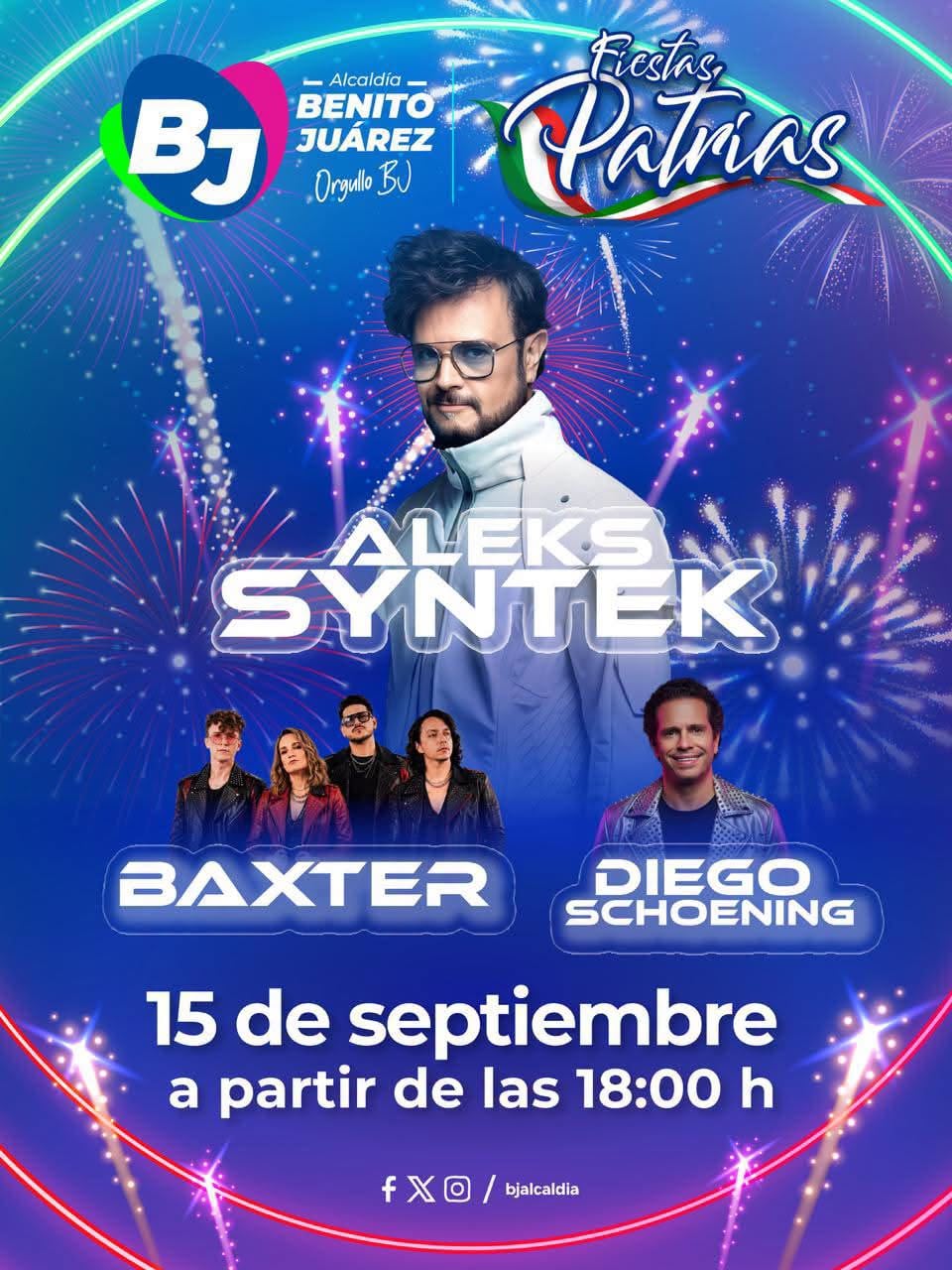 Aleks Syntek se presenta en la explanada de Benito Juárez a partir de las 18:00 horas.
(X/@BJAlcaldia)