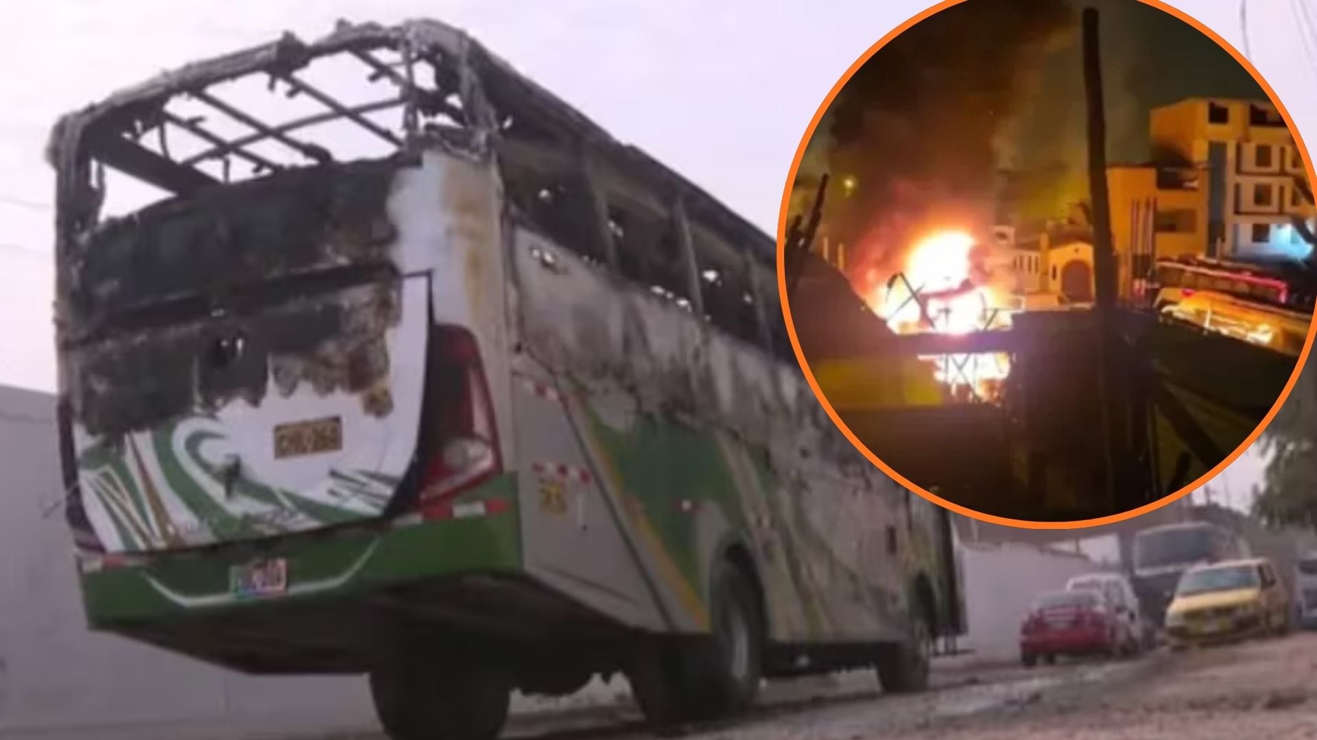 Incendian dos buses en Comas. (Captura de pantalla: América Tv)