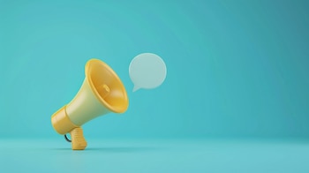 Un megáfono y un globo conversacional contra un fondo colorido - (Imagen Ilustrativa Infobae)