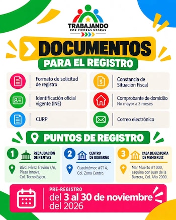 Una segunda convocatoria busca cubrir vacantes de oficios en Piedras Negras.
(Facebook/Sonia Villareal)