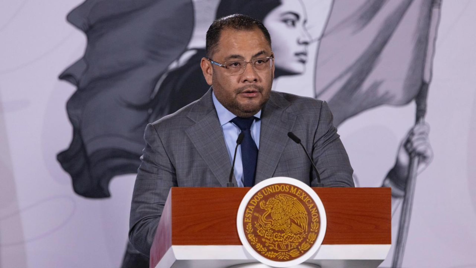 Omar Reyes Colmenares, director de la Unidad de Inteligencia Financiera (UIF) durante la mañanera del pueblo de este 28 de agosto en Palacio Nacional. (Presidencia)