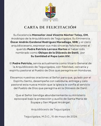 Larrosa se desempeñaba como vicario general de Tegucigalpa. (FOTO: Suyapa Medios)