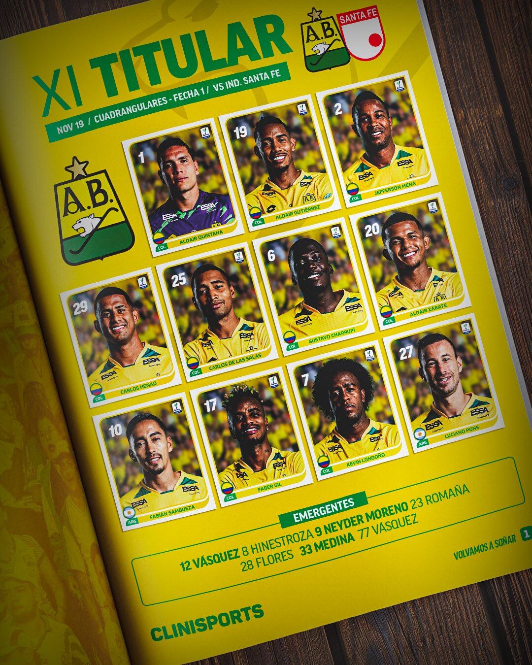 Alineación de Bucaramanga para enfrentar a Santa Fe en los cuadrangulares - crédito Atlético Bucaramanga