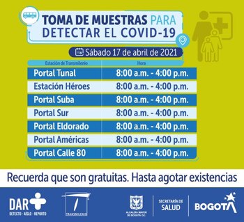Pruebas covid en Bogotá