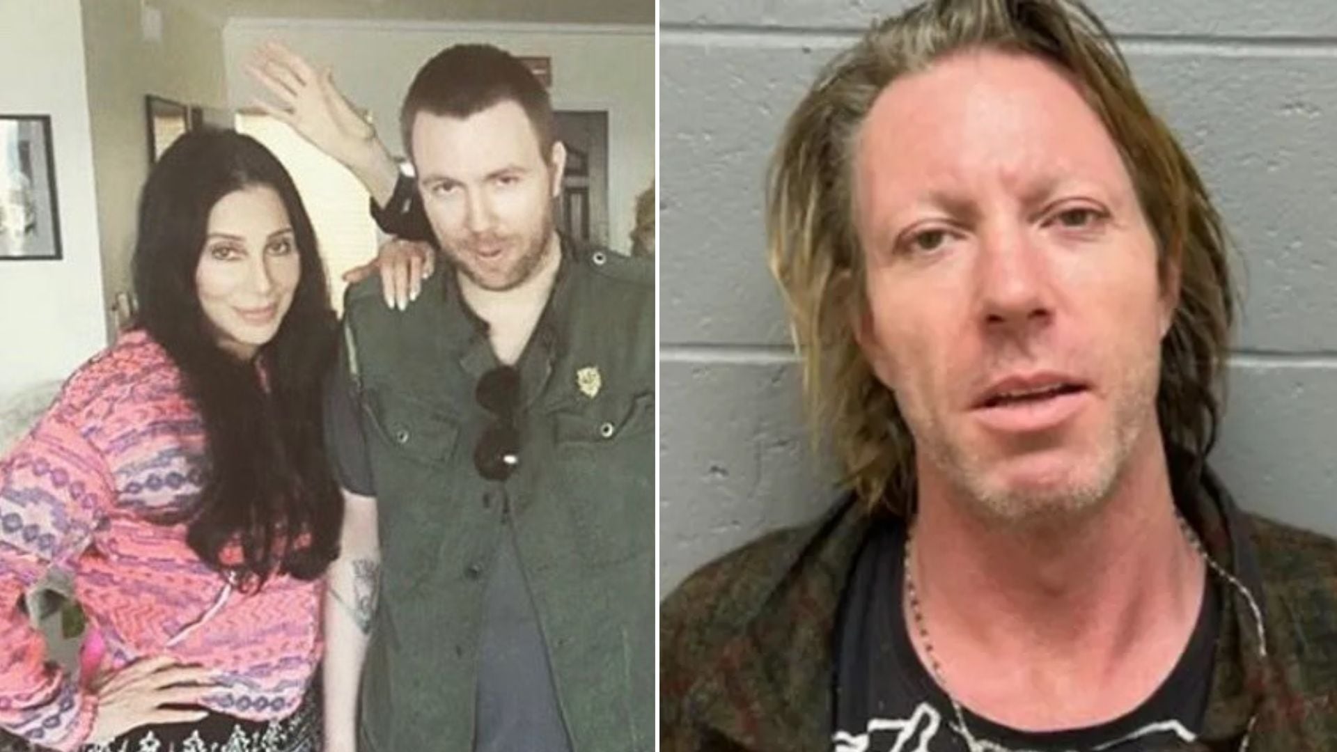 Cher argumentó que su hijo no puede administrar su dinero debido a problemas de salud mental y adicciones. (Composición: redes sociales/Windham Police Dept.)