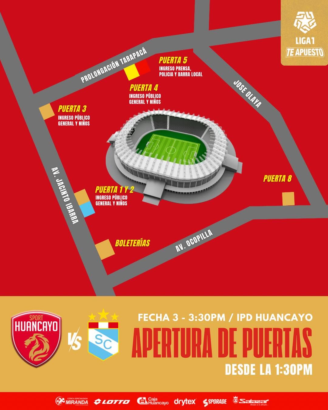 Datos importantes para los aficionados que asistirán al estadio IPD Huancayo.
