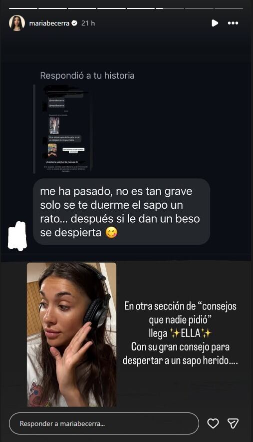 El consejo que le dio una seguidora en caso de accidentarse (Instagram)