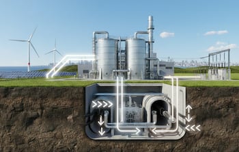 Esquema del proceso de licuefacción de aire para almacenamiento energético