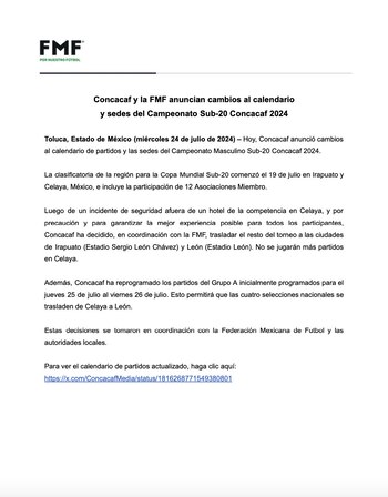 Debido a los actos de