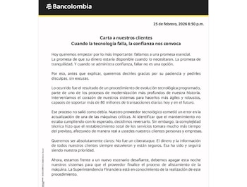 Bancolombia reconoció las fallas en