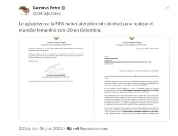 Gustavo Petro sacó pecho por sede del Mundial Femenino Sub-20 de la FIFA