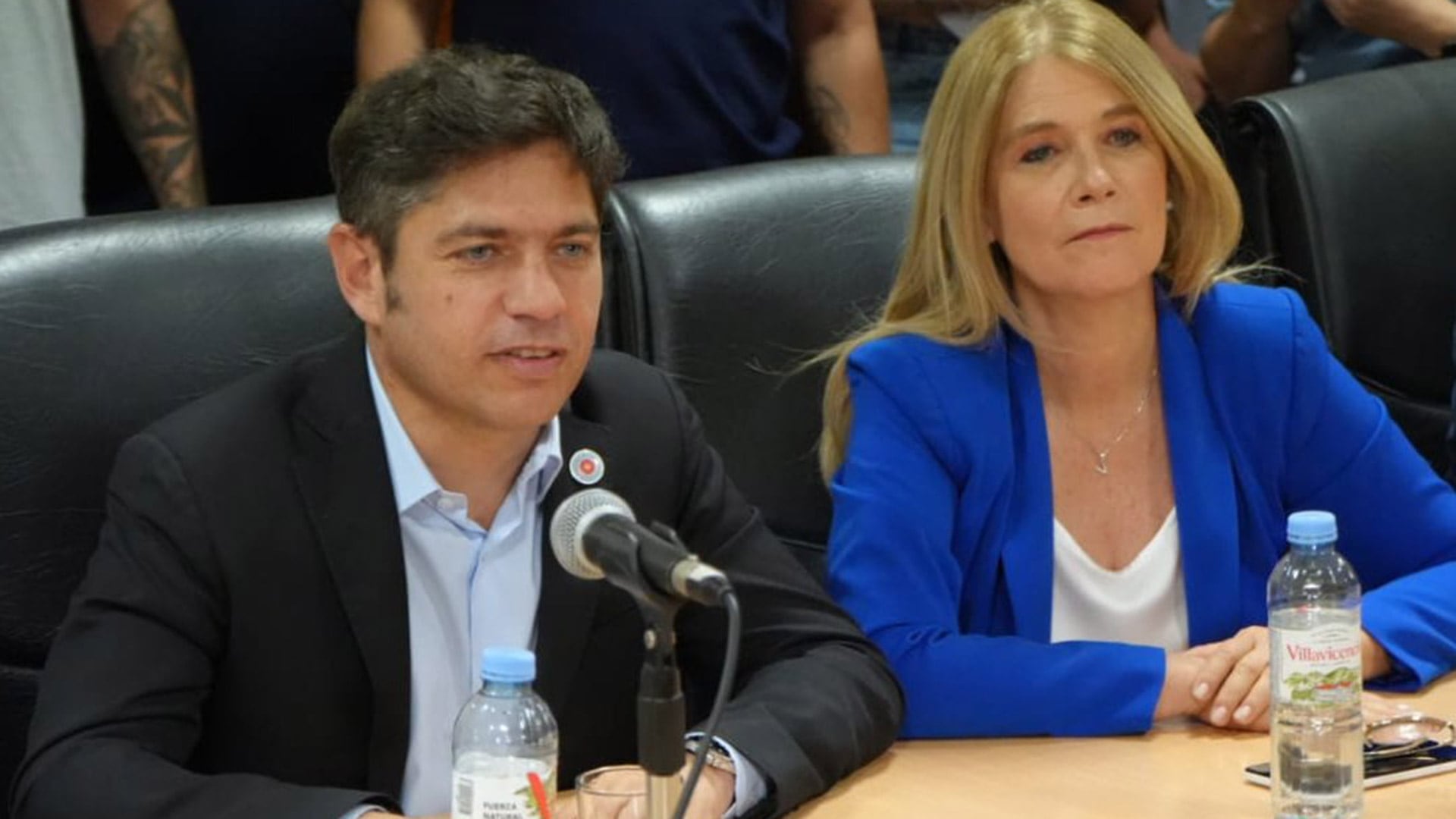 Axel Kicillof y Verónica Magario, en la reunión con la CGT