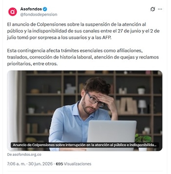 El comunicado se emitió la mañana del martes 30 de junio - crédito @fondosdepension/X