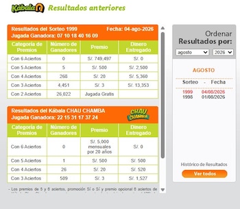 La Kábala: resultados oficiales del sorteo y números ganadores de hoy. Captura: América TV.
