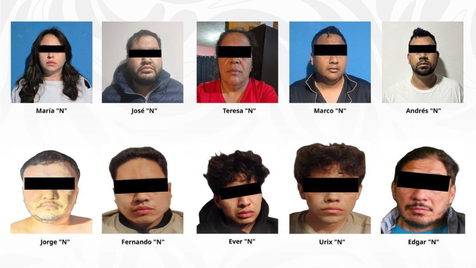 Se trata de ocho hombres y dos mujeres los aprehendidos en Michoacán. Crédito: Gabinete de Seguridad