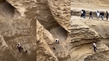 Perro cae a abismo de más de 50 metros en Cañón de los Perdidos en Ica y es rescatado por ciudadano en zona de alto riesgo