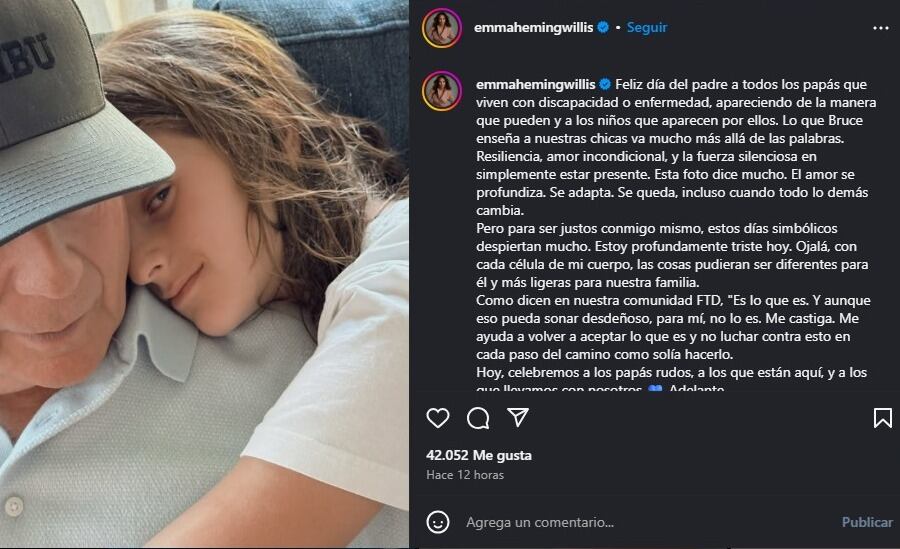 Emma Heming dedicó un profundo mensaje a Bruce Willis por el Día del padre. (Instagram/Emma Heming)