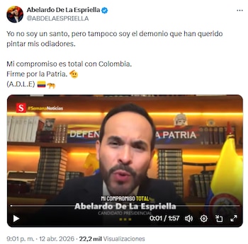 Abelardo de la Espriella prometió impulsar a los emprendedores y combatir la inseguridad en Colombia - crédito @ABDELAESPRIELLA/X