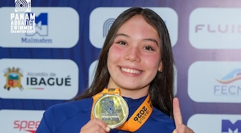 María Gabriela Becerra conquistó el oro en el Panam Aquatics Swimming Championships Ibagué 2026 - crédito @fecnacolombia/Instagram