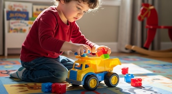 Un niño pequeño se concentra