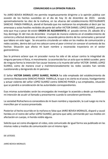 Desde el restaurante afirmaron que