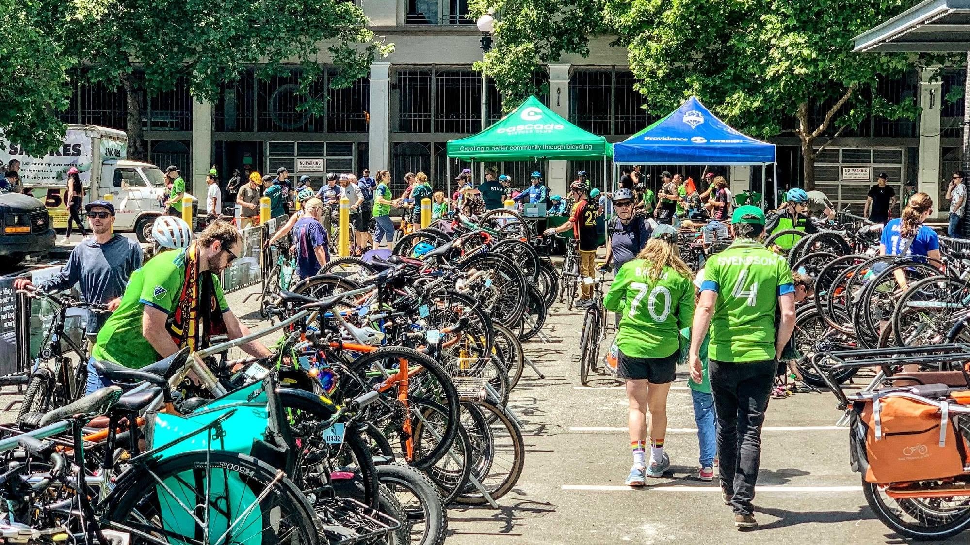 La ciudad ofrecerá valet gratuito para bicicletas en South Dearborn Street y 1st Avenue South como alternativa a la restricción en los trenes (Seattle Department of Transportation)