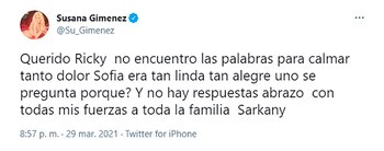 El tweet de Susana Giménez