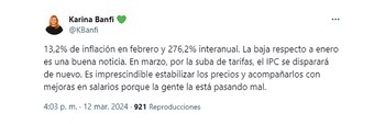 Karina Banfi señaló que es