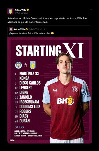 El mensaje de Aston Villa