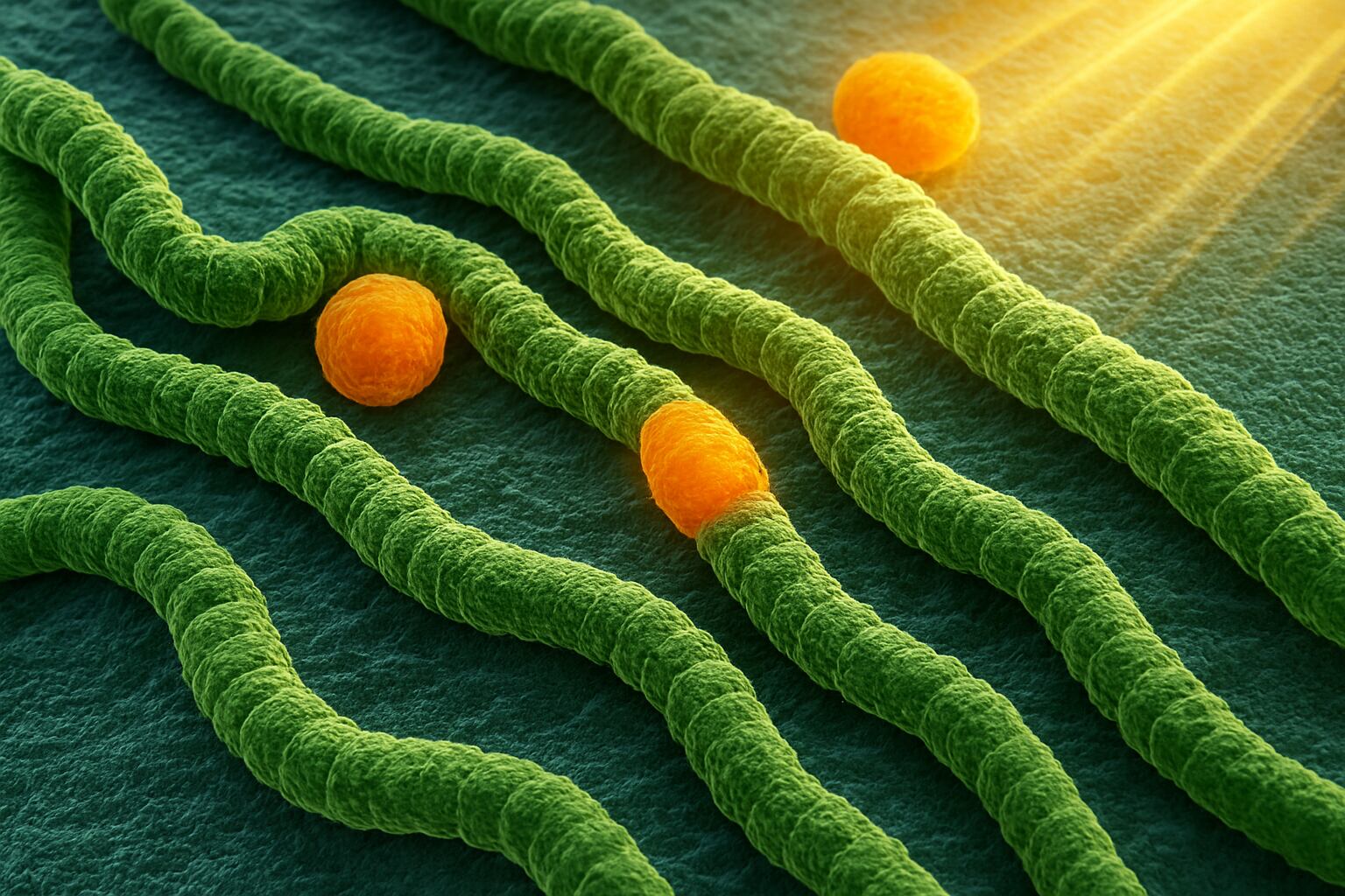 La proteína carotenoide naranja actúa como un escudo solar y se adapta a diferentes estructuras dentro de las cianobacterias (Imagen Ilustrativa Infobae)
