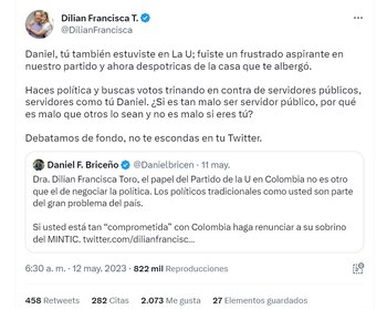 Dilian Francisca Toro arremete contra