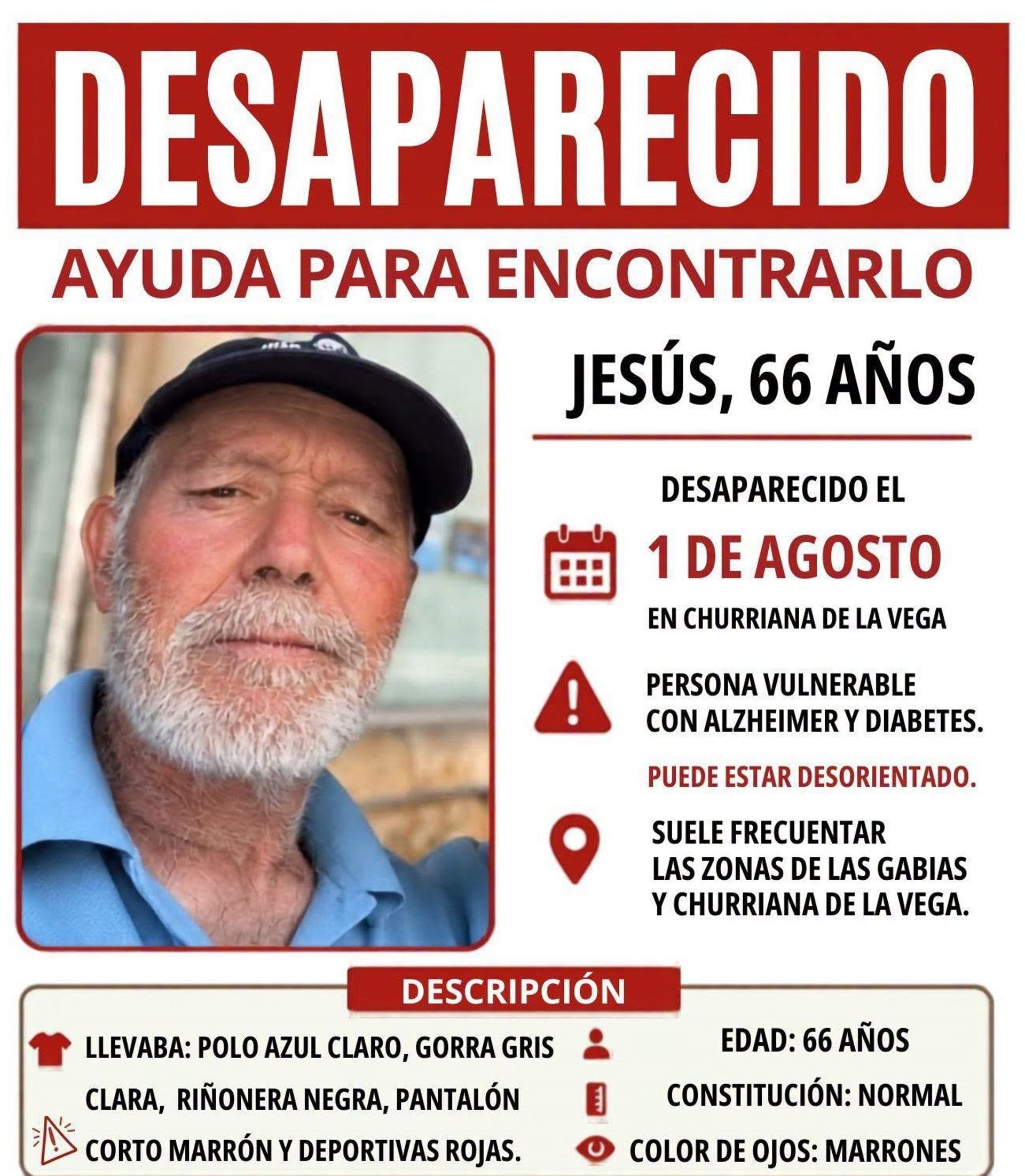 Mantienen la búsqueda de un hombre con Alzhéimer desaparecido en Churriana de la Vega