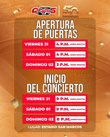 Programación de los conciertos del