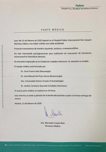 El primer parte médico Joaquín