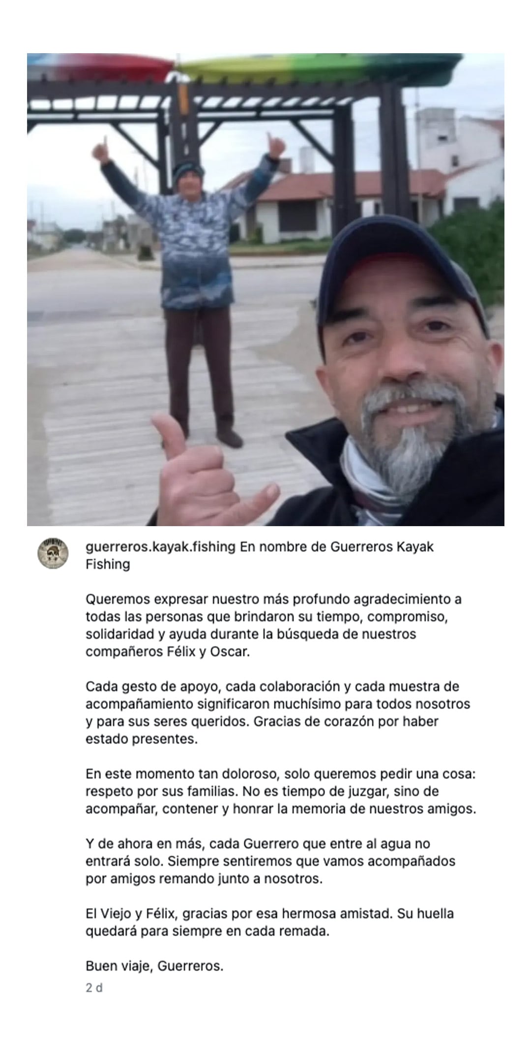 La emotiva carta del club de pesca a sus compañeros desaparecidos en las aguas de Santa Teresita