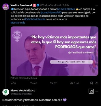 La activista Yndira Sandoval publicó