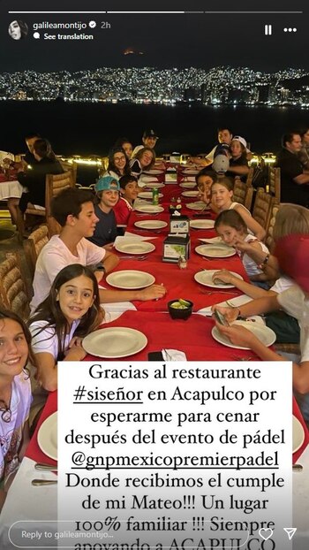 Galilea agradeció al restaurante "Sí señor" por las atenciones brindadas durante el cumpleaños de Mateo (Foto: Instagram)