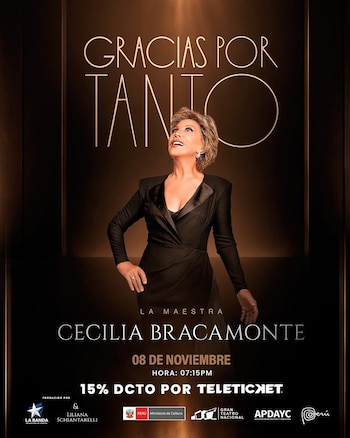 El concierto de Cecilia Bracamonte será el domingo 8 de noviembre de 2026, a las 19:15pm.