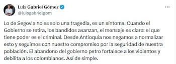 Luis Gabriel Gómez sobre muerte