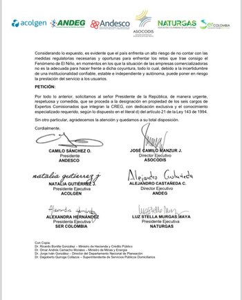 Agremiaciones de las empresas de servicios públicos enviaron una carta al presidente Gustavo Petro